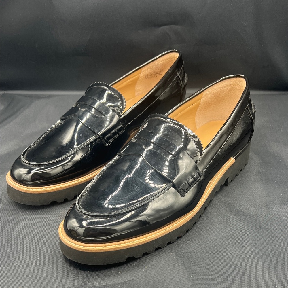 Franco Sarto Black Patent Leather Loafers
